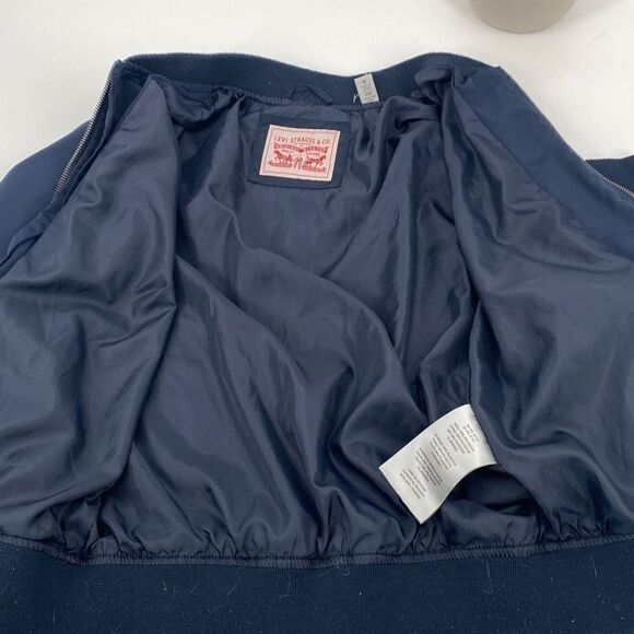 Levi's Iconic‎ Bomber Flight Jacket Water Resistant Nylon Zips Navy Small - Picture 15 of 16